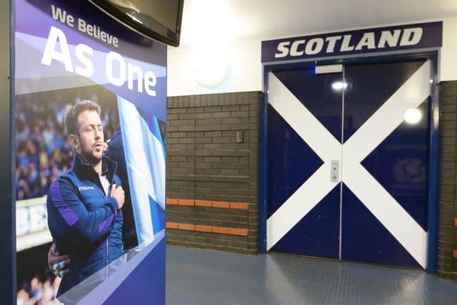 The players tunnel and the Scotland team dressing room.  Photograph: Neil Hanna