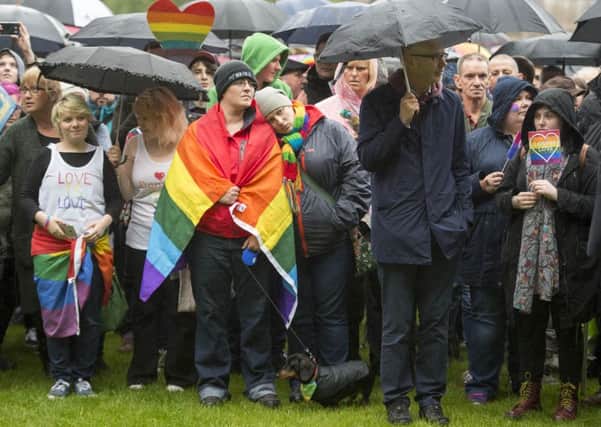 Hundreds gather for a vigil in St Andrew Square. Picture: Ian Rutherford
