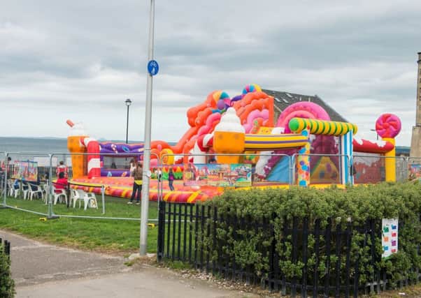 The bouncy castle at Straiton Place Park, Portobello. Picture: Ian Georgeson