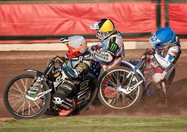 Monarchs' Erik Riss and Ryan Fisher take on Redcar Bears. Pic: Colin Poole
