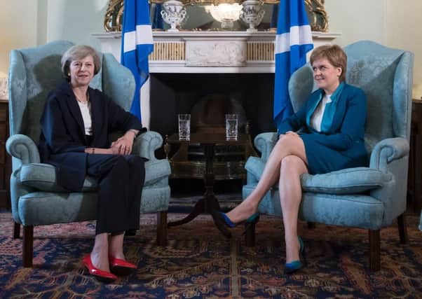 Prime Minister Theresa May meets  First Minister Nicola Sturgeon in Bute House in Edinburgh. Picture: Getty