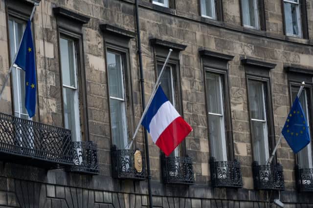The French Consulate in Edinburgh with flag at half mast following the attack in Nice. Picture: Steven Scott Taylor