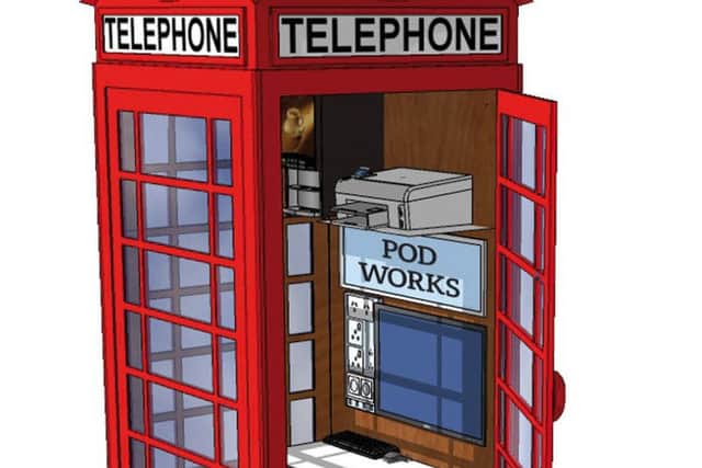 An artist's impression of the telephone box office. Picture: contributed