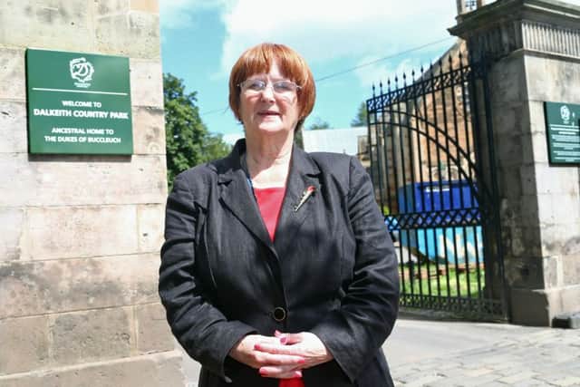 Cllr Margot Russell at the entrance to Dalkeith Country Park. Picture: Gordon Fraser