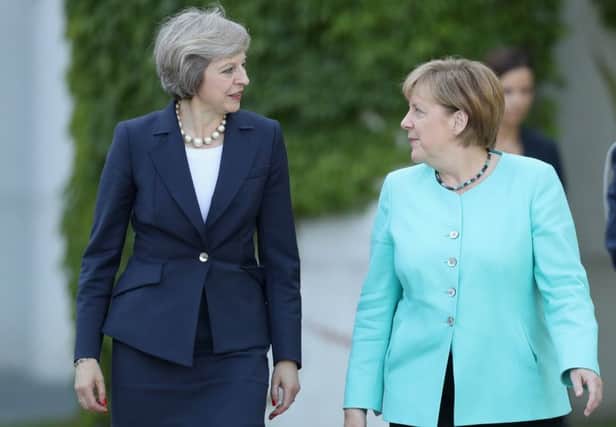 Theresa May meets German chancellor Angela Merkel in Berlin. Picture: Getty