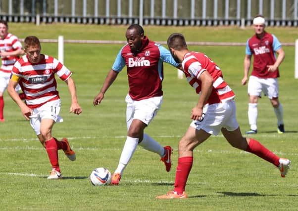 South African legend Benni McCarthy in action for Whitehill Welfare against Hamilton Accies. Picture; Contributed
