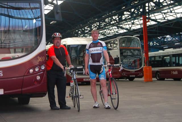 The men aged 48 and 58 years, are currently riding around Edinburgh and the Lothians four times a week to improve their fitness in time for the mammoth journey. Picture; contributed