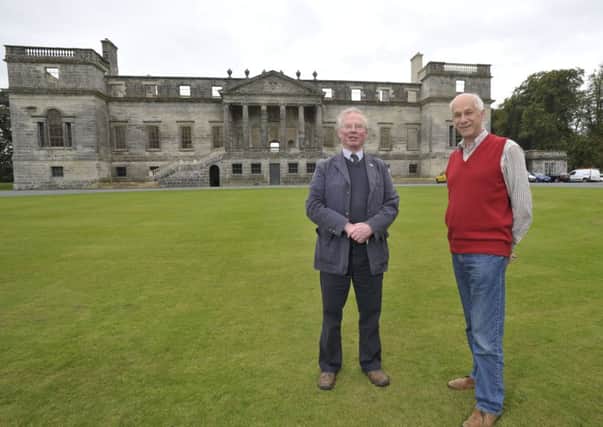 Architect James Simpson (left) and Sir Robert Clerk in front of Penicuik House, which was restored following a 30 year project.