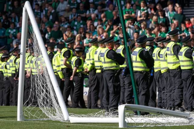 The goalposts after the pitch invasion. Picture; Robert Perry