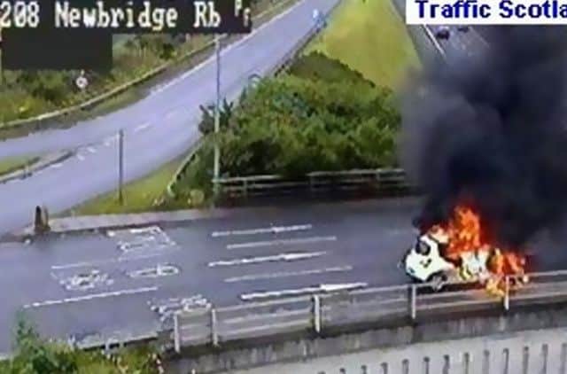 The Twingo is seen on fire on Traffic Scotland's CCTV. Picture: Contributed