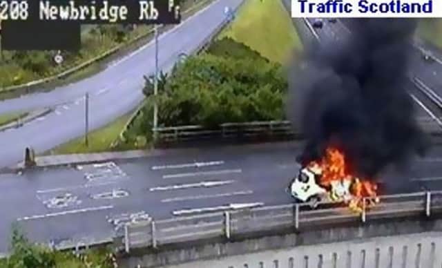 The Twingo is seen on fire on Traffic Scotland's CCTV. Picture: Contributed