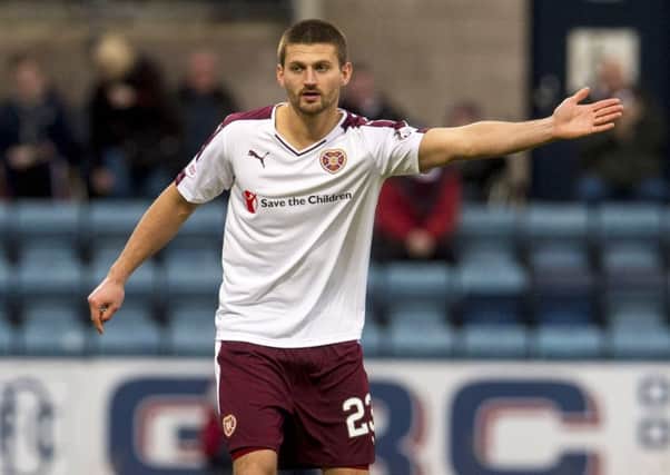 Perry Kitchen picked up a muscle injury when playing for Hearts against Birkirkara in the Europa League. Pic: SNS