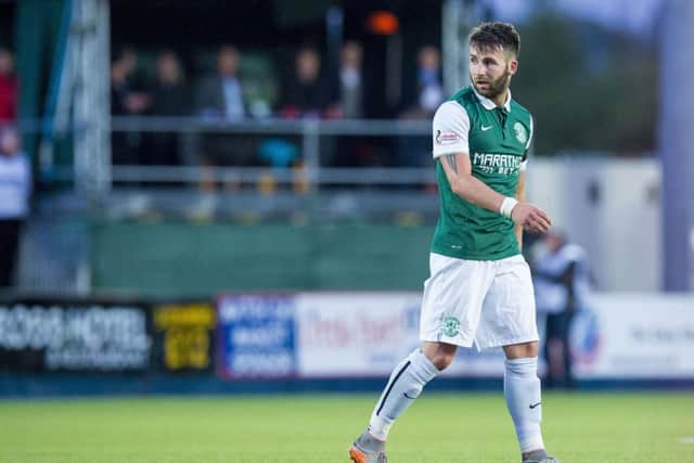 James Keatings scored on his last visit to Falkirk, inset, but it didnt stop Hibs losing out. Pic: SNS
