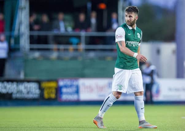 James Keatings scored on his last visit to Falkirk, inset, but it didnt stop Hibs losing out. Pic: SNS