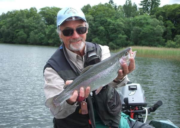 Laurie Taylor of Ayrshire with a 3lb rainbow taken on a Tequila blob at Lake of Menteith