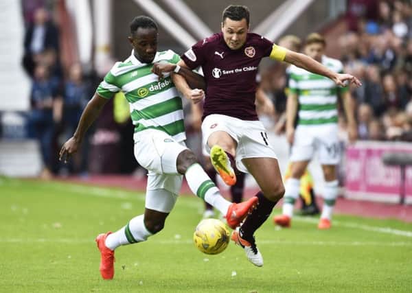 Don Cowie impressed with an energetic display in Hearts midfield. The 33-year-old hopes to keep his place for tomorrows League Cup tie. Pic: SNS