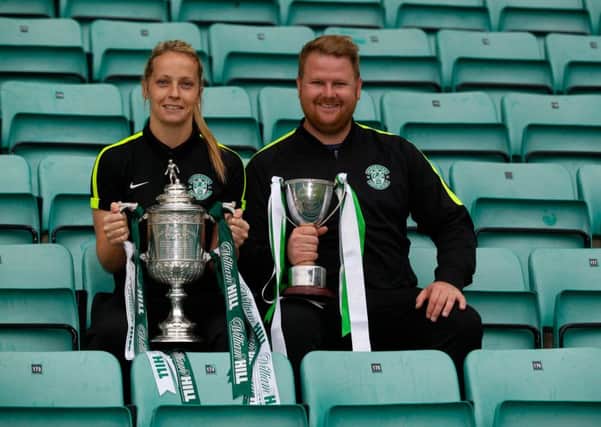 Hibs Ladies hope to get their hands on their own Scottish Cup. Pic: TSPL