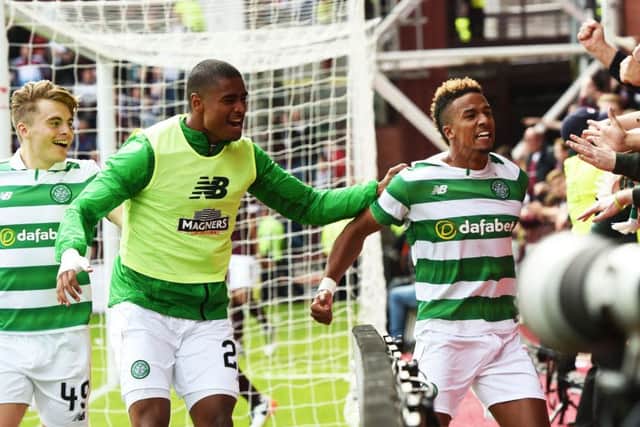 Scott Sinclair celebrates after he's scores his side's second goal. Picture: SNS