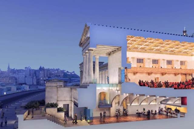 Artist impression if plans to use the Royal High School as music school go ahead. Picture; Richard Murphy Architects