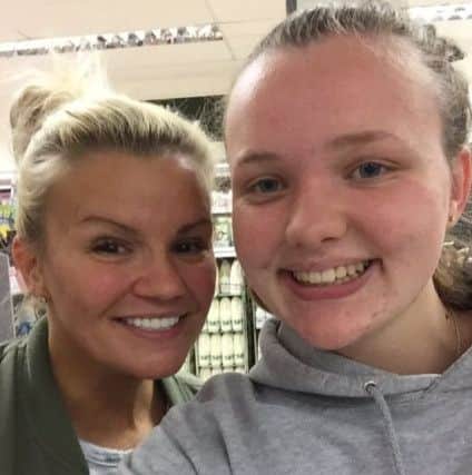 Kerry Katona pictured with Lindsay White at Seaton Sands. Picture: contributed