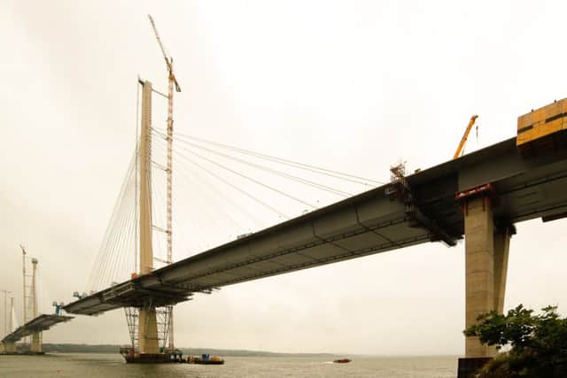 Queensferry Crossing now touches Fife as the new bridge gets nearer to its completion. Picture: Scott Louden