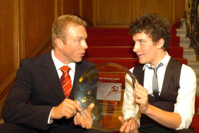 Callum Skinner with Chris Hoy at a civic reception in 2008, where he won the Chris Hoy trophy. Picture: Bill Henry