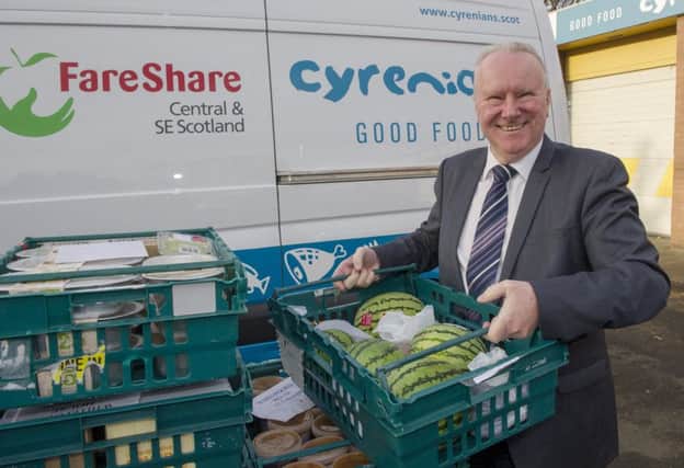 Alex Neil, visits  FareShare Central and South East Scotland at the Cyrenians  depot in Jane Street, Leith.  Picture Ian Rutherford