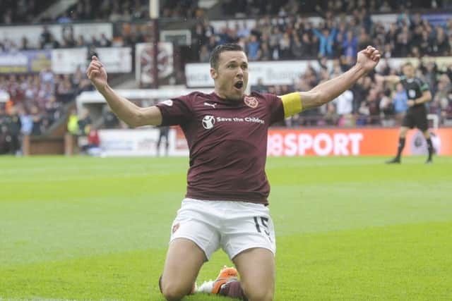 Don Cowie scored his first goals in a Hearts shirt. Pic: Greg Macvean