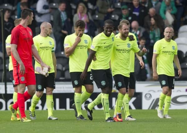 The Hibs players could be  pleased with their days work at full-time after becoming the first Hibs team to win their opening three league matches for 42 years.
