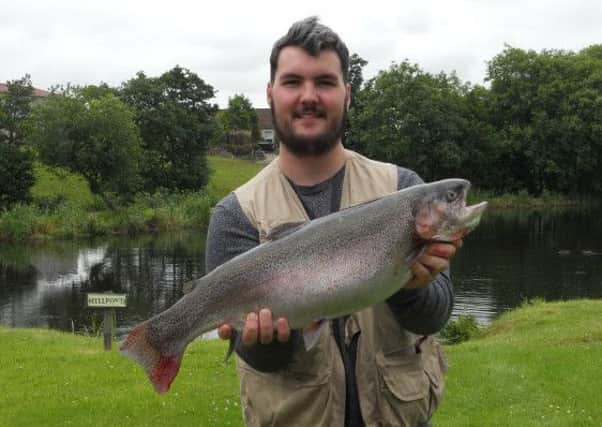 Kyle Crossan from Stirling with a 10lb 4oz Rainbow taken on a Gold-head Daddy stripped across the surface of the water at Swanswater