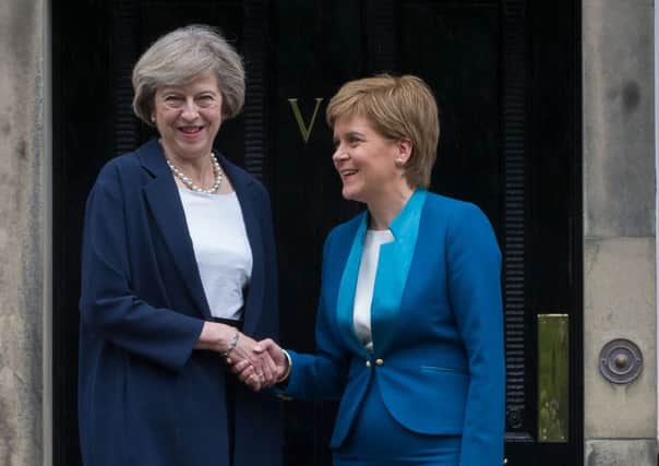 First Minister Nicola Sturgeon meets Prime Minister Theresa May at Bute House. Picture; Steven Scott Taylor