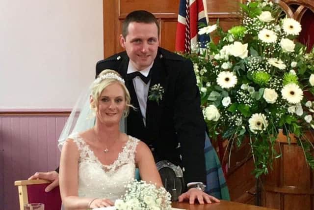 Clare and James Hamilton on their wedding day. Picture: contributed