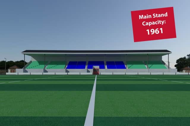 An artist's impression of the planned new main stand at Myreside. Picture: contributed
