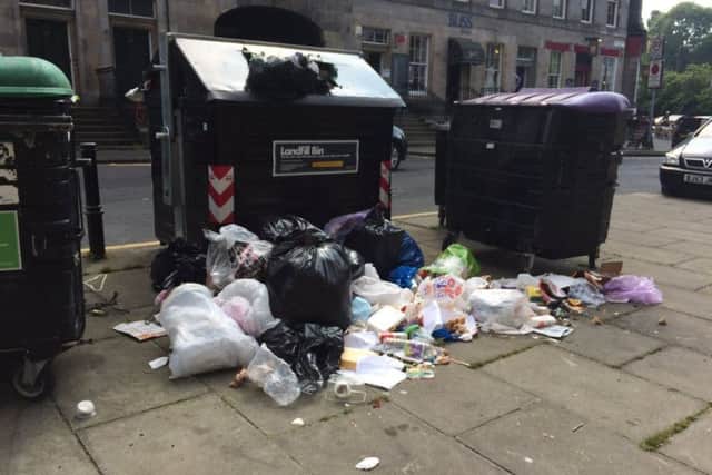 Overflowing communcal bins and uncollected rubbish
pix from twitter