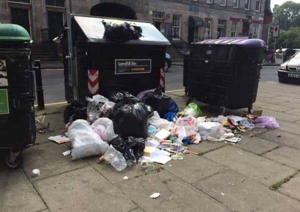 Overflowing communcal bins and uncollected rubbish
pix from twitter