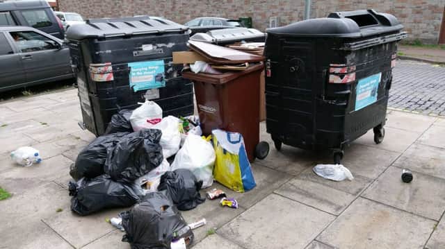 Overflowing communcal bins and uncollected rubbish - Leith
Picture; Jonathan Polling