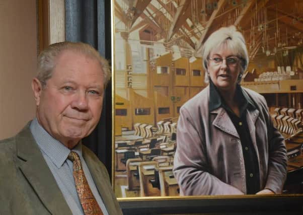Jim Sillars unveils the new portrait of his wife Margo MacDonald. Pic: Jon Savage