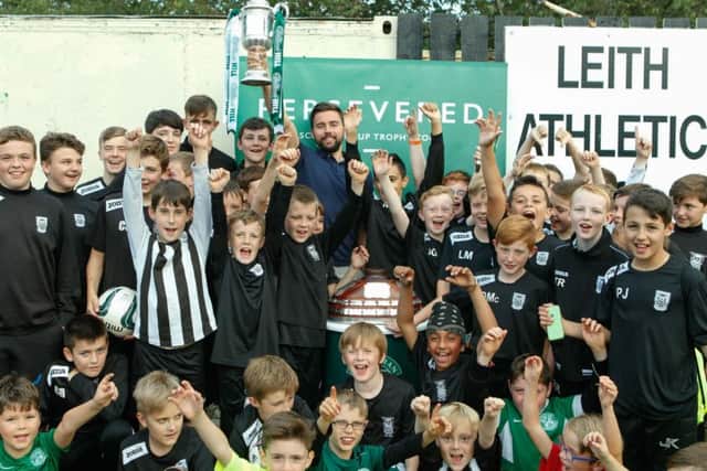 Darren McGregor enjoyed visiting his old boys club, Leith Athletic, as part of the Persevered Scottish Cup Trophy Tour. Pic: Toby Williams