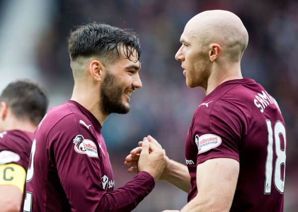 Tony Watt and Conor Sammon are building a fruitful partnership up front for Hearts. Pic: SNS