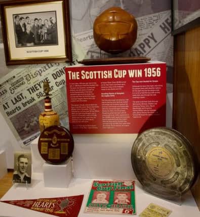 Artefacts at the new Hearts Museum in the old club shop space under the Gorgie stand. Picture: Scott Louden