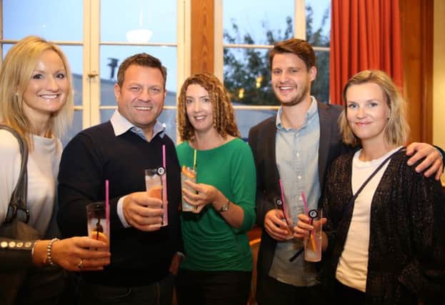 Jane Perfect, Andrew McIntosh, Nic Williams, Carsteen Thillemann, Line KnÃ¸ss enjoying a Pickerings Gin