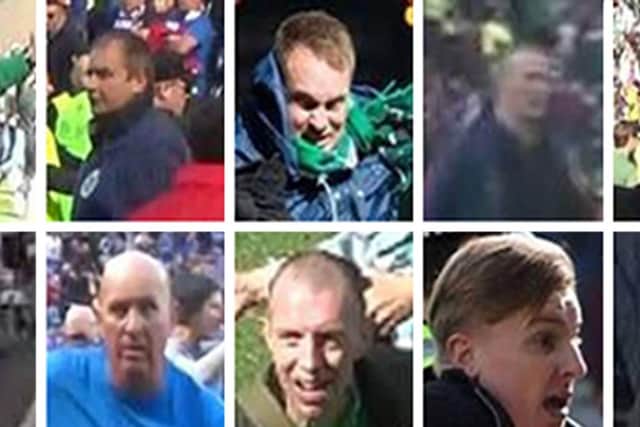 Suspects police want to trace in connection with the disorder and violence at the end of the Scottish Cup final. Picture: PA