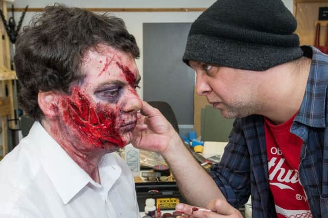 James gets a zombie make over. Picture: Ian Georgeson.
