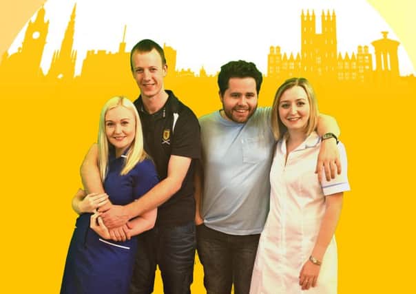 Michelle Baskeyfield, Donald Randall, Fraser Jamieson and Fiona Dawson star in Allegro's production of Sunshine On Leith