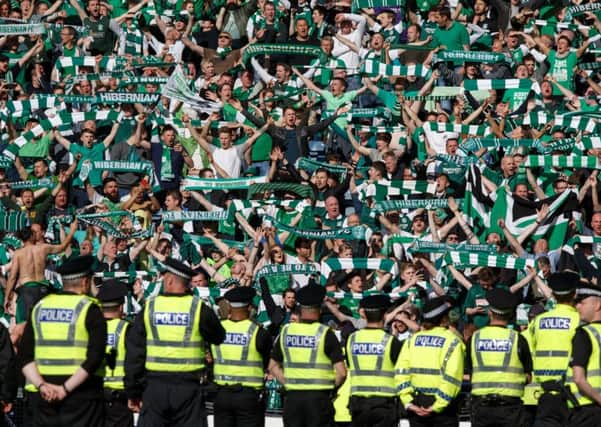 William Hill Scottish Cup Final 2016 Hampden.  Rangers v Hibernian.  Police line the pitch.  Picture Robert Perry 21st May 2016