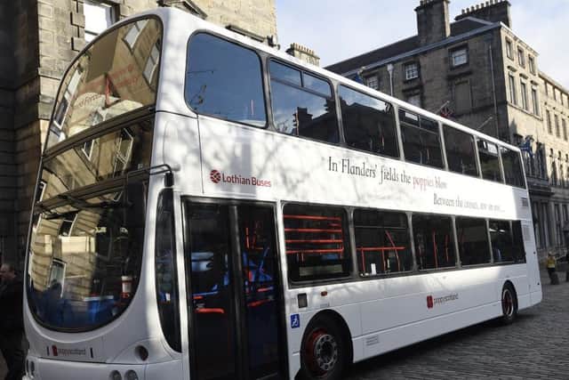 The new 'Poppy Bus' will mark this year's Rembereance Day. Picture: Lothian Buses