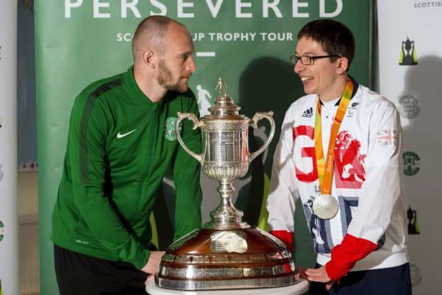 Gray met Paralympic swimming silver medallist Scott Quin when he took the Scottish Cup to his former
school Roslin Primary as part of the Persevered' Tour
