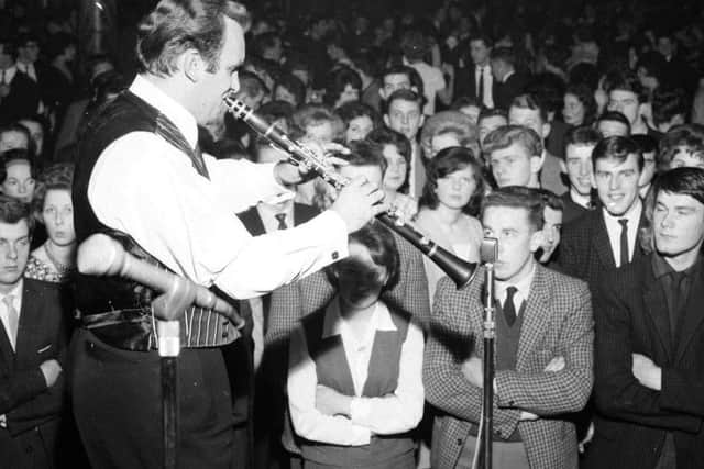 Jazz clarinettist Acker Bilk at the Palais De Danse dance hall/ballroom, Edinburgh in 1963.