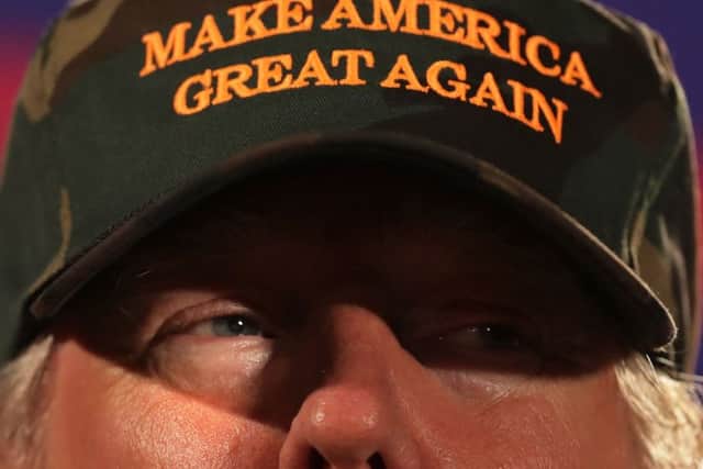 Donald Trump in his trademark 'Make America Great Again' baseball cap. Picture: Chip Somodevilla/Getty Images