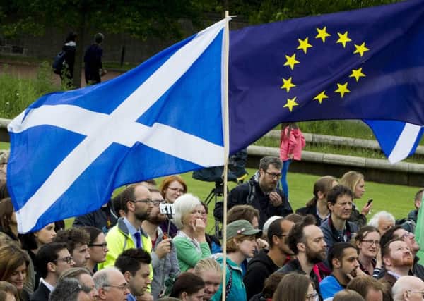A pro-EU rally in Edinburgh following the vote to Leave. Picture: SWNS